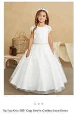 Tip Top Kids Ivory Lace Dress Cap Sleeve Flower Girl First Communion 6