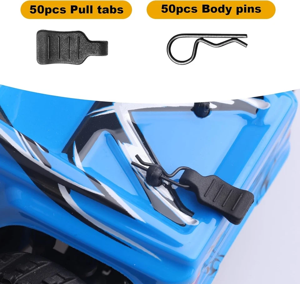 HobbyPark 50pcs Mini Clips R Pins with Pull Tabs for 1/24 0.7mm Rod and  - Image 4 of 4