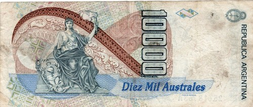 Banknote Argentina P334a 10000 Pesos 1989 - Picture 2 of 2