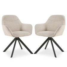 Goeurvant Set of 2/4/6 Dining Chairs Upholstered Swivel Chair Polyester Beige