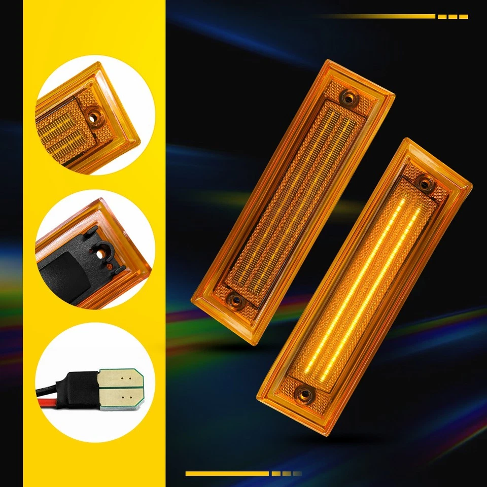 2-20 For GMC V1500 V2500 V3500 Pickup 1987-91 LED Bumper Side Marker Light Amber - Image 4 of 4