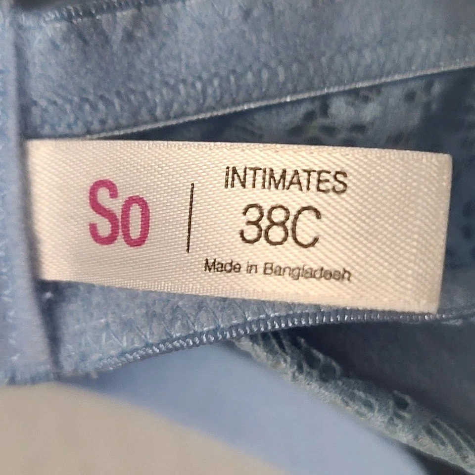 Sujetador push-up de encaje convertible SO Intimates para jóvenes 38C azul acolchado nuevo con etiquetas Foto 2 de 4