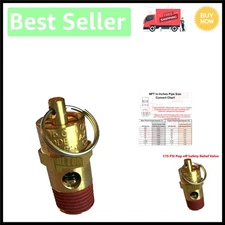 ASME Certified 1/4" NPT 175 PSI Safety Valve - Corrosion Resistant Brass Design