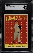 1958 Topps #487 Mickey Mantle A.S.  SGC Graded 6 EX -NM I combine ship $5