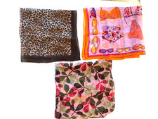 LOT 3 VINTAGE LIZ CLAIBORNE KENNETH COLE 100 SILK SQUARE WOMEN'S NECK SCARF