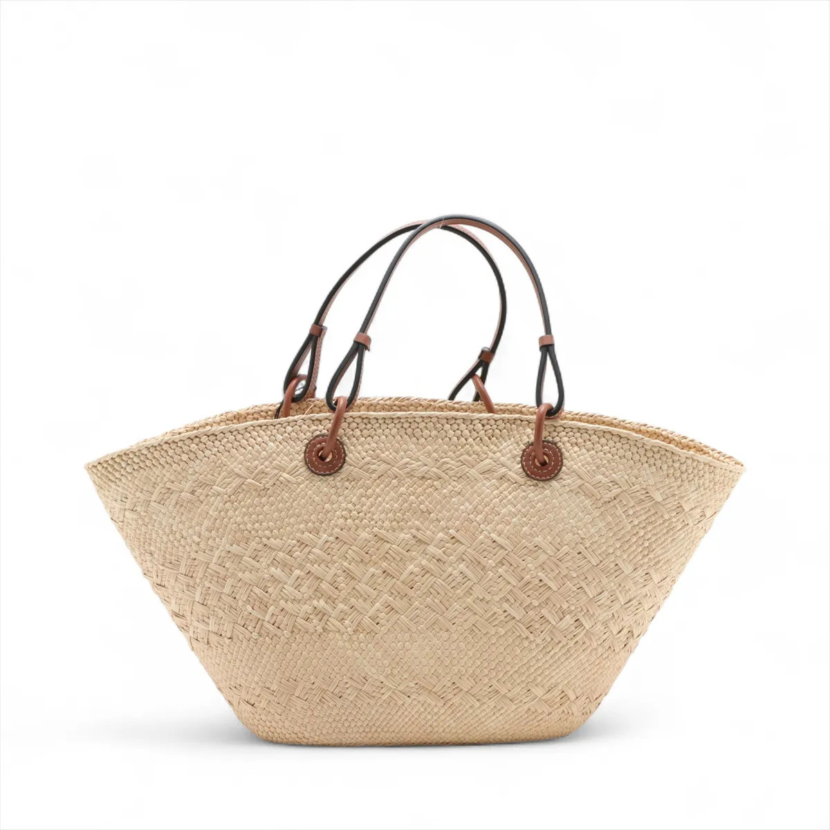 Loewe Anagram Basket medium Raffia x leather Straw bag Beige×Brown