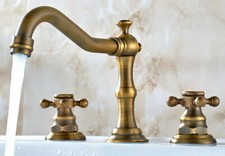 Antique Brass Widespread Bathroom Sink Faucet Mixer Tap 3 Holes snf055