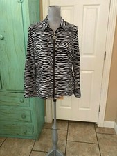 MICHAEL KORS, COLLARED, LONG SLEEVE, ZIP UP TOP WITH FRONT POCKETS, LARGE