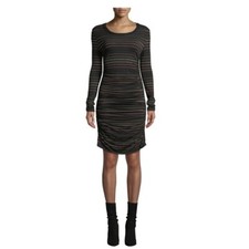 Veronica Beard Daphne Metallic Striped Jersey Dress Bodycon Black Purple Small 