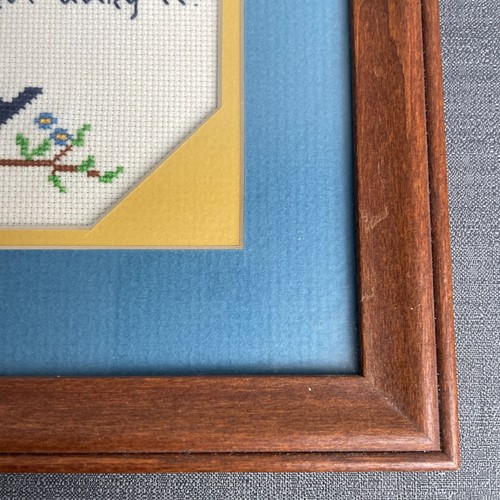 Finished Framed Cross Stitch Anti-Smoking Blue Birds 10 x 10 - Imagen 4 de 6