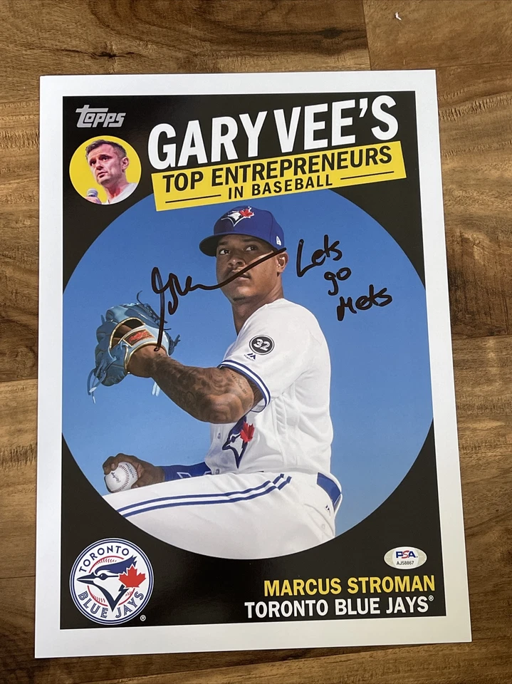 2019 Topps Signed Gary Vee Inscribed Auto Marcus Stroman 10x14 PSA Authentic COA - Image 2 of 3
