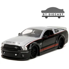 JADA BIGTIME MUSCLE 2008 FORD SHELBY MUSTANG GT-500KR 1/24 SILVER / BLACK 34205