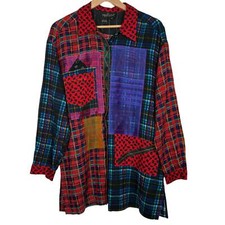 Vintage Carole Little Mixed Media Patchwork Button up Shirt Size: 6