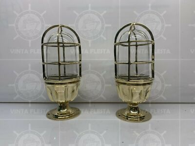 Nautische Wandleuchte Marine Neu Massiv Messing Halterung Schiff Schott 2 Stck