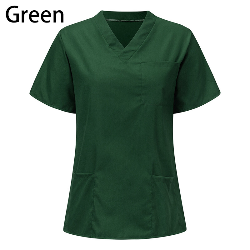 Women Nurse Nursing Uniform Short Sleeve T-shirt Unisex V