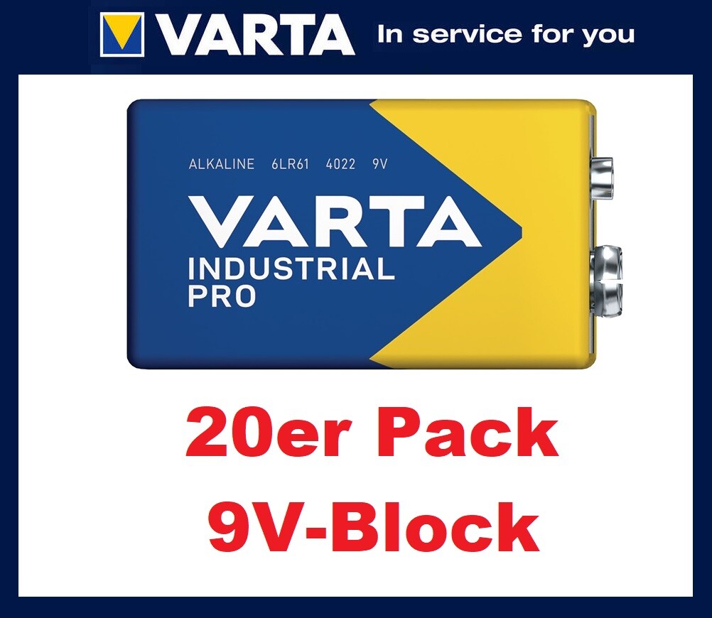 Thumbnail - 20 Stück Varta Industrial Pro Batterie 9v Block 630 Mah 6lr61 4022