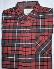 Mens Weatherproof Vintage Long Sleeve Plaid Soft Flannel Button Up Shirt Medium