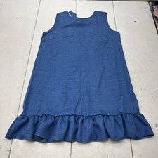 Blue Sleeveless Ruffle Trim A-Line Dress Women's Size X-Large NEW