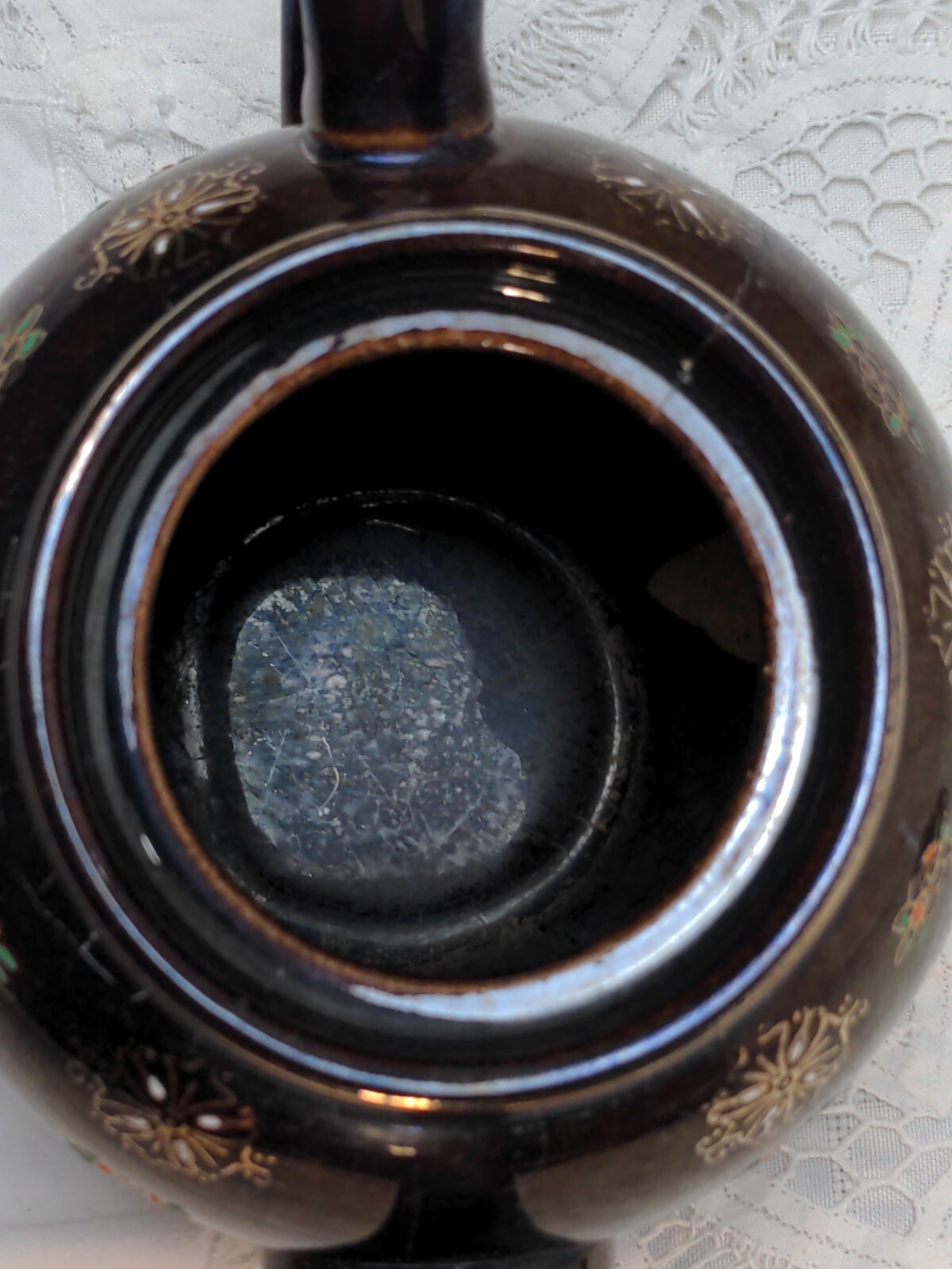 Vintage Brown Betty Redware Teapot Hand Painted Moriage Style /Lid Made in Japan eBay