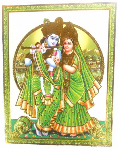 BILD picture Krishna und Frau Hinduismus Prägedruck INDIEN India Poster 340 - Afbeelding 1 van 1