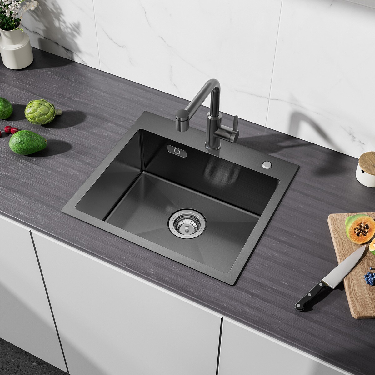 Enbauspüle Küchenspüle Edelstahlspüle Spülbecken Mt Ablaufgarntur