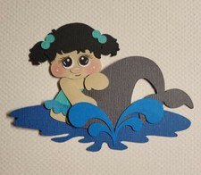 Swimming With Dolphins Girl Black Hair Scrapbook, Card Making Paper Piecing