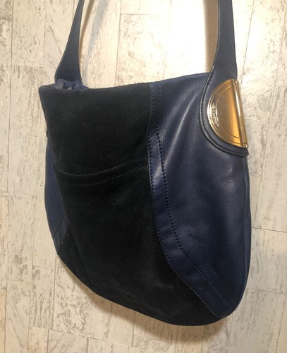 B Makowsky Blue Leather Women's hand Arm Bag shoulder crossbody messenger EUC #6 - Picture 7 of 12