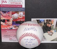 Mitch Haniger Mariners Signed OMLB Baseball JSA WITNESS MLB Debut 1st Hit A