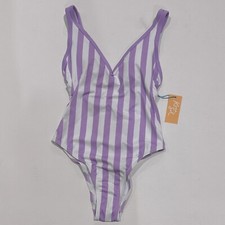 Women's V-Neck High Leg One Piece Swimsuit - Kona Sol Purple S