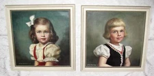 Pair Vintage American Oil on Canvas Paintings Louise Altson 1950's