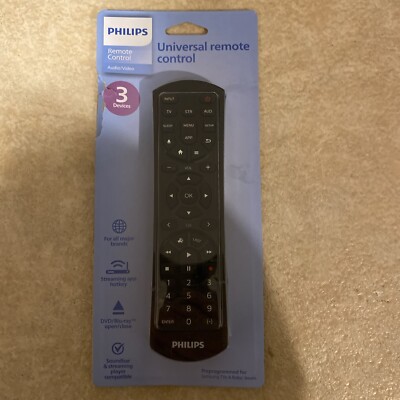 Philips Universal Remote Control for All Major Brands 3 Devices OPEN BOX