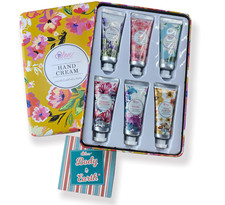 Body  Earth 6-Piece Gift Set Hand Cream w/ Shea Butter  NEW w/ TIN  