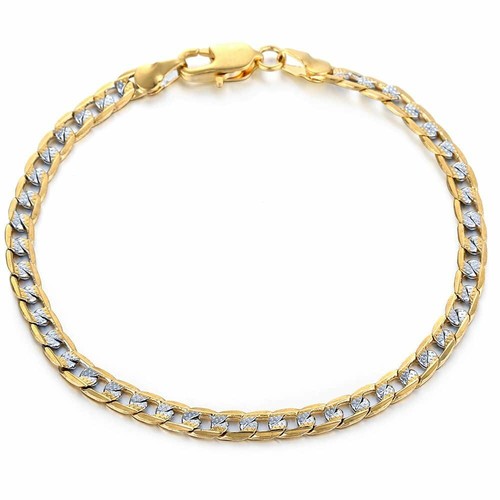 4mm Unisex Women Men Curb Cuban Silver Gold Filled Alloy Bracelet Chain 7/8/9 in - Picture 3 of 3