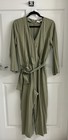 Elizabeth James Jumpsuit Sz M Olive Green Belted Tie Waist One Piece Surplice*** — photo 1