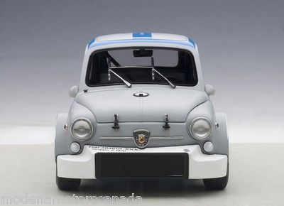FIAT ABARTH 1000 TCR MATTE GRAY BLUE STRIPES 1:18 by AUTOART