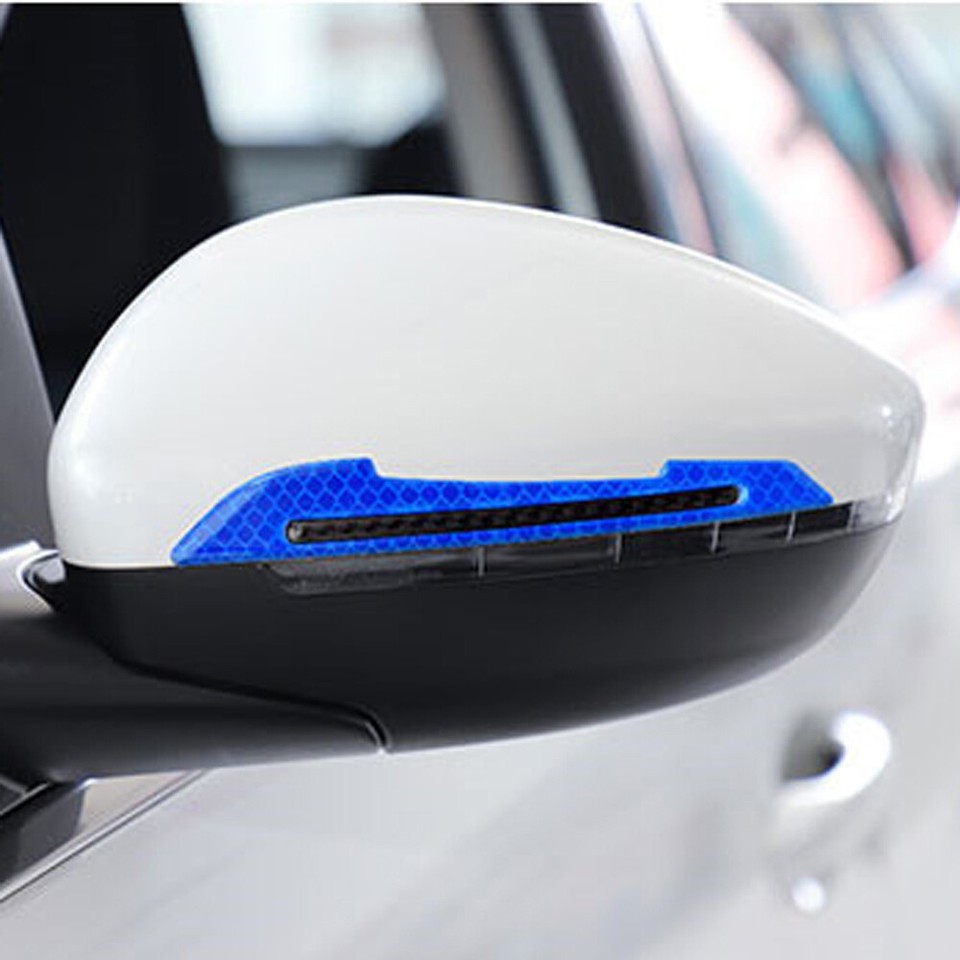 Warning Mirror Sticker 2x Car Reflective Carbon Fiber Car Side Mirror Warning Decal Sticker ...