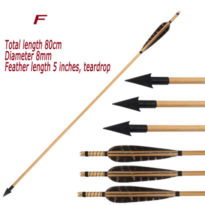 6/12X31 ''Holz/Bambus Pfeil Natur Feder Bogenschießen Traditionelle Jagd Ziel