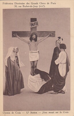 Old postcard PARIS diocesan federation of great clerics 12th station