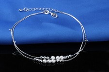 Women's 925 Sterling Silver Beaded Chain Foot Ankle Fashion Bracelet AB29