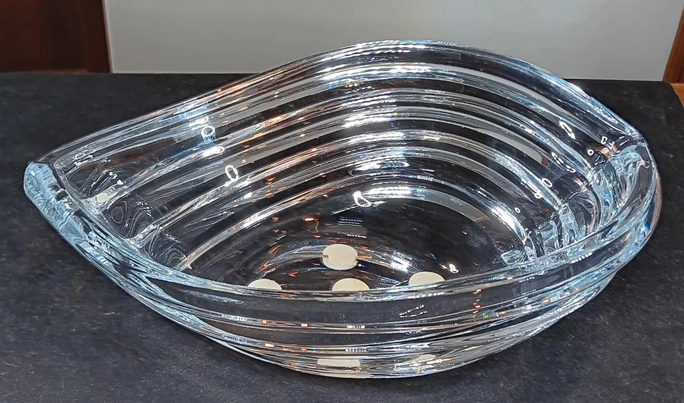 Large Bohemia Art Glass Crystal Wave Bowl Centre Piece 300mm - Image 4 of 4