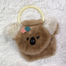 Vintage Russ Berrie Plush Koala Bear Purse Handbag Korea 1990 Kids Felt Flower