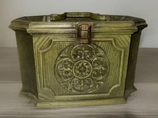 VTG LARGE Max Klein SC-2015 Avocado Green Plastic Sewing Box Storage Case w/Tray