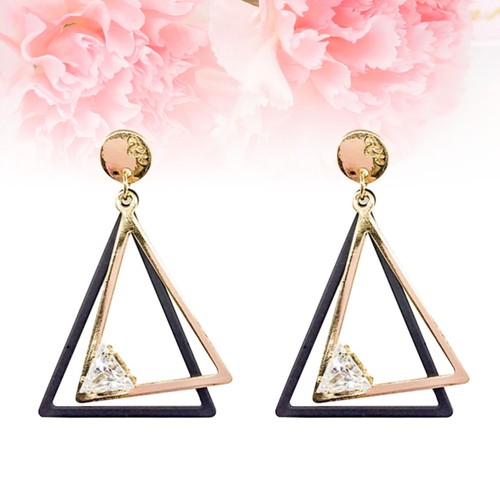 A Pair of Fashion Earrings Hollow Triangle Designed Eardrop Ear Women - Picture 5 of 11