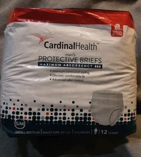 Cardinal Health Men's Protective Briefs Size S/M  (Waist Size 32"-44") 12 Count 