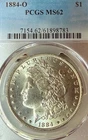 1884-O MS62 Blazing Surfaces PCGS New Orleans Mint Morgan Silver Dollar