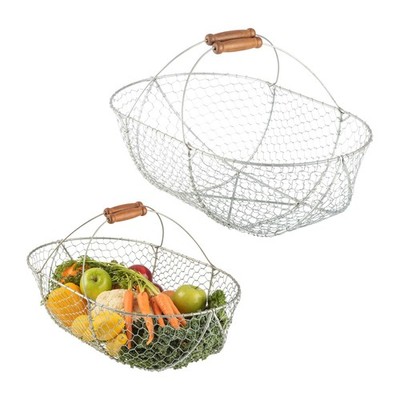 Garden Harvest Basket 2-Pack - Large And Small Gathering Hod For Veggies Picnic