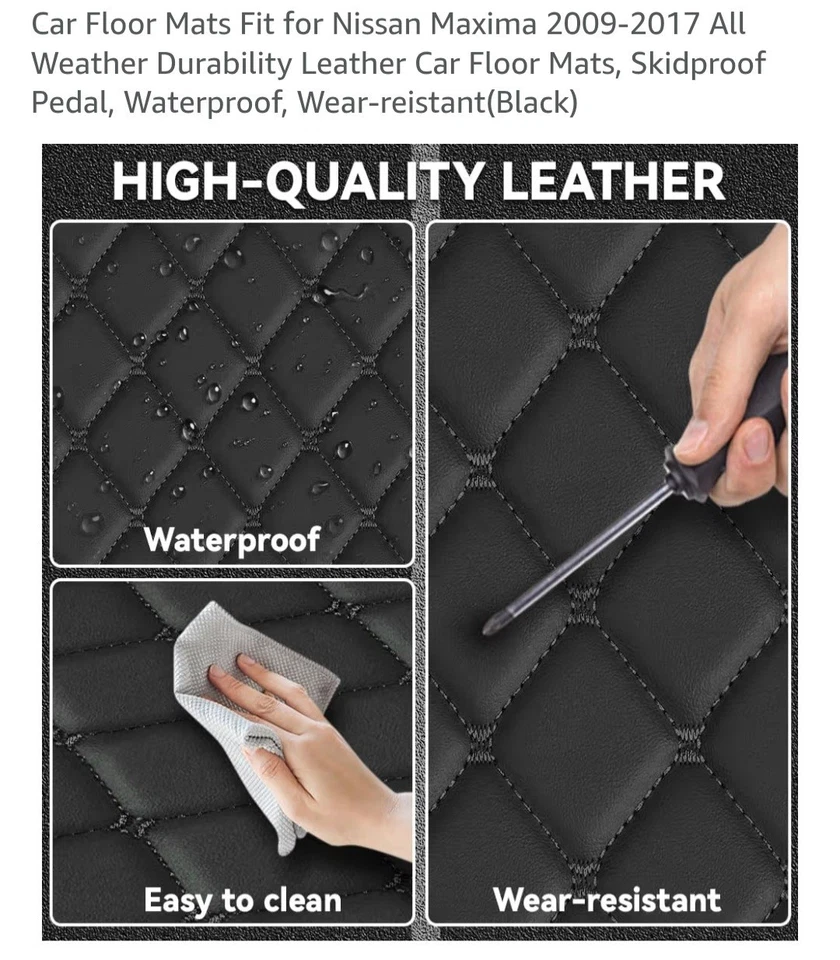 Juego completo alfombrillas coche aptas para Nissan Máxima 2009-2017, negras Foto 3 de 4