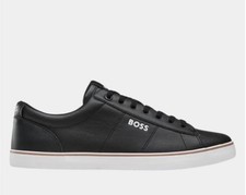 Image of Men's Boss Jodie Tennis Trainers in Black Brand New Uk 9 Eu 43 Low Top Leather