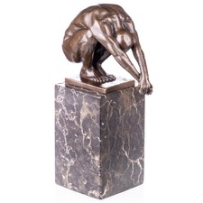 Bronze Skulptur Tauchers auf schwarzem Marmor sockel nach Milo