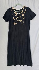 Aimee D. Dress Womens Petite Large Black Embroidered Floral Jacquard Shift USA